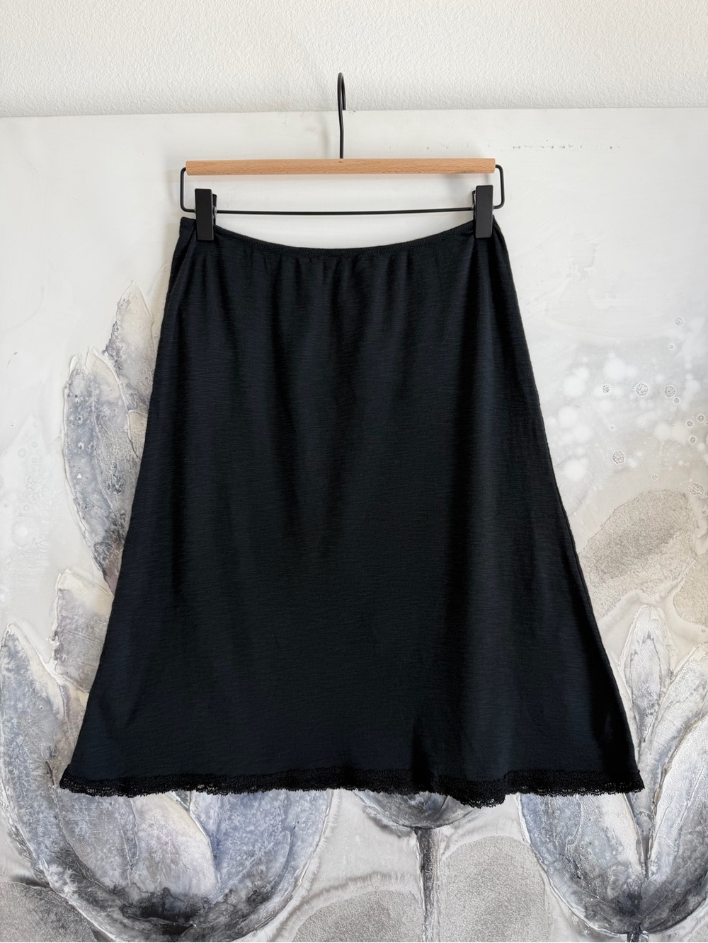 Brandy Melville Black A-Line Skirt with Lace Hem